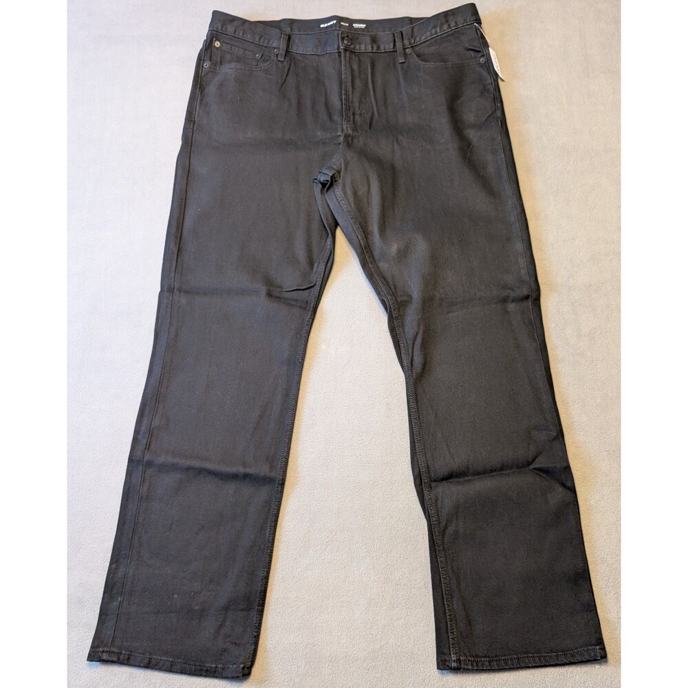Old Navy Men's Jeans 42x34 Straight Built-In Flex Black Rinse Denim NWT